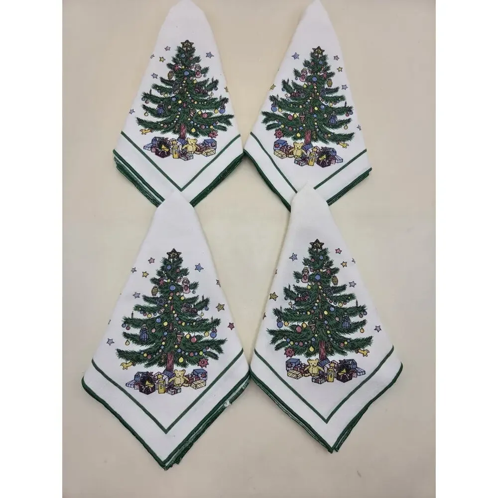 Set 4pc Nikko Happy Holidays Fallani and Cohn Christmas Napkins vtg RARE